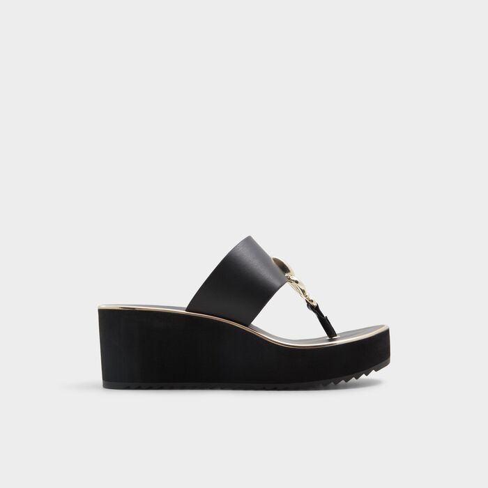 Wedge heeled sandals in black - PENELOPY