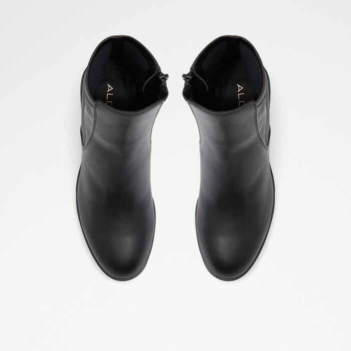 Block heeled ankle boots in black leather - RANOBREREL