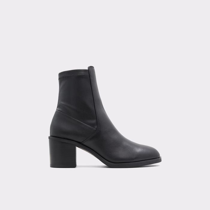 Block heeled ankle boots in black leather - RANOBREREL