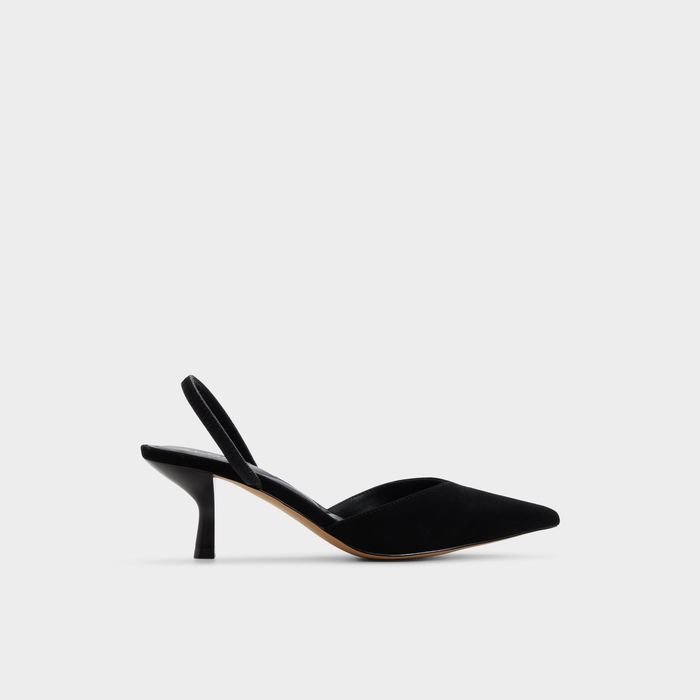 Kitten heeled shoes in black leather - RE-JESSICA