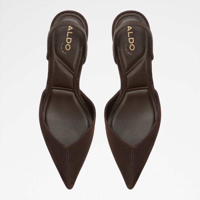 Kitten heeled shoes in brown leather - RE-OLIVIA
