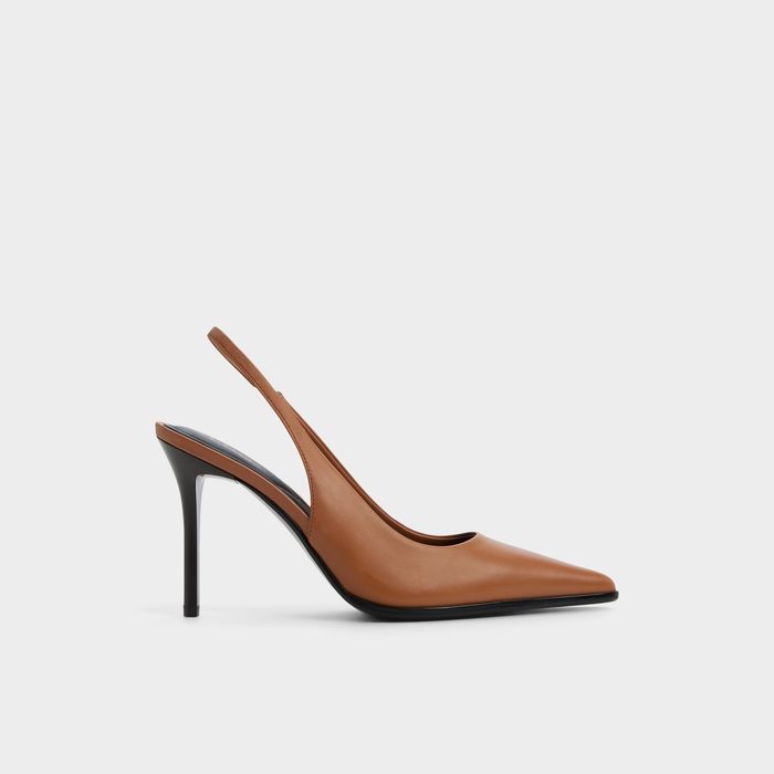 Stiletto heeled shoes in cognac leather - RE-SAMANTHA