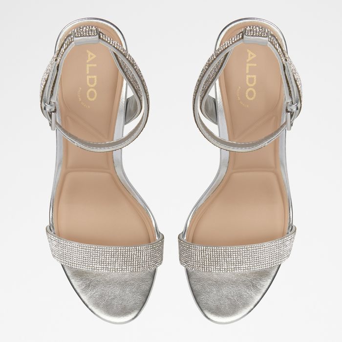 Block heeled sandals in silver - RHIANNON