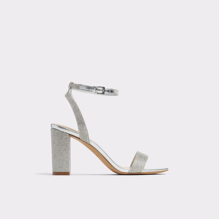 Block heeled sandals in silver - RHIANNON