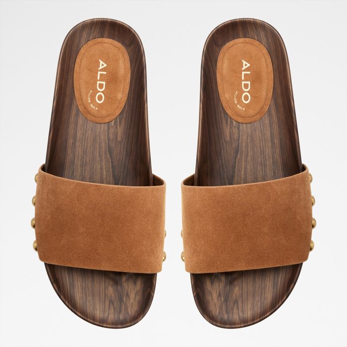 Flat sandals in cognac leather - ROOTED