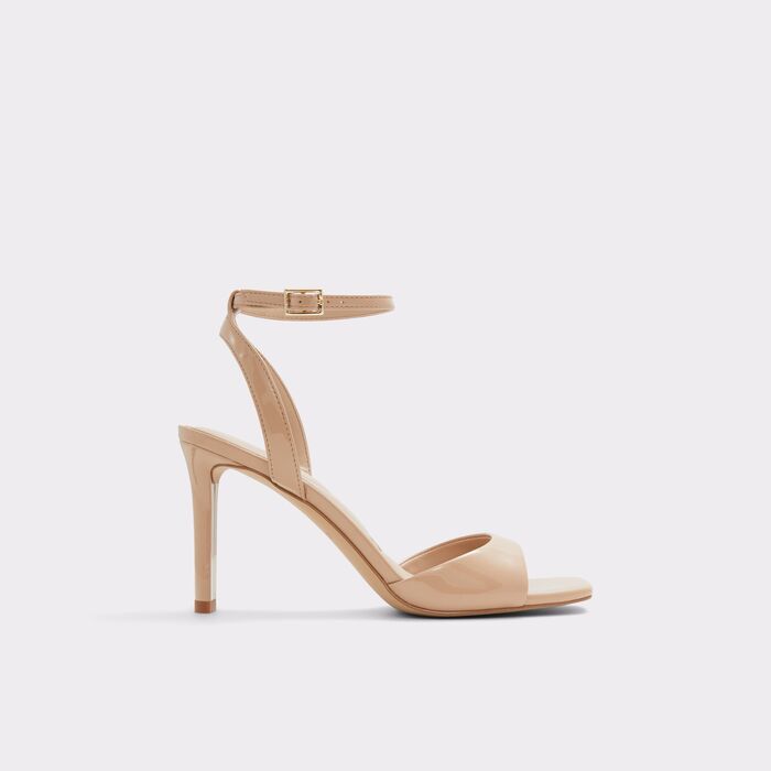 Stiletto heeled sandals in beige patent - SAKE