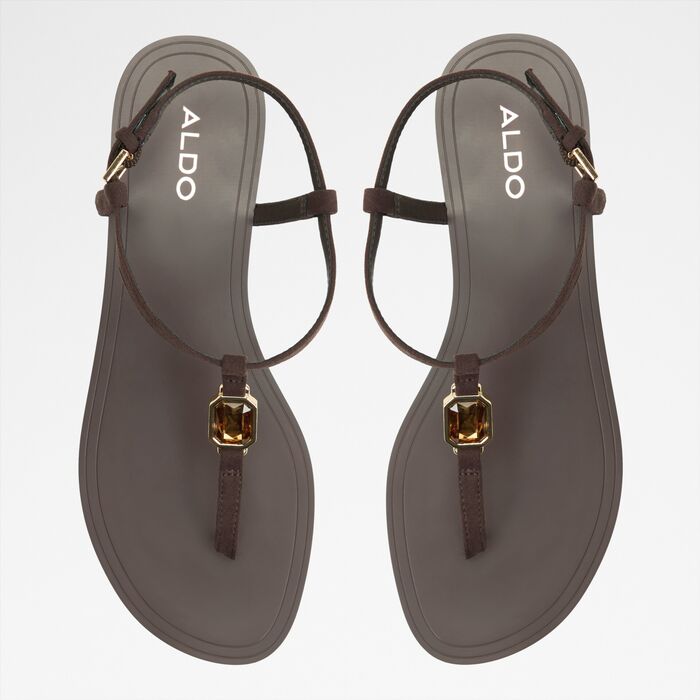 Flat sandals in brown - SANDSTONE