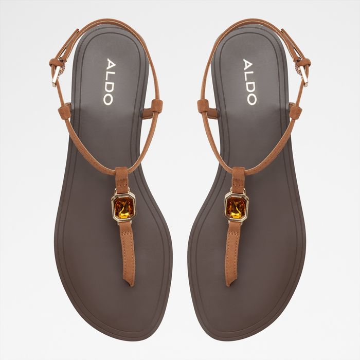 Flat sandals in cognac - SANDSTONE