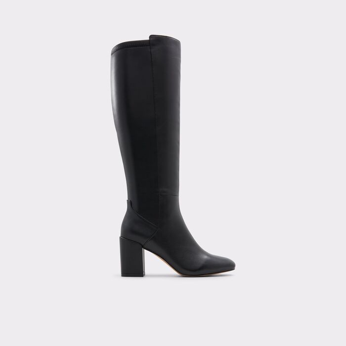 Block heeled boots in black leather - SATORI