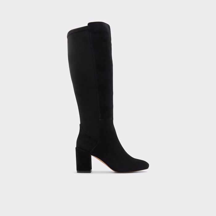Block heeled boots in black leather - SATORI
