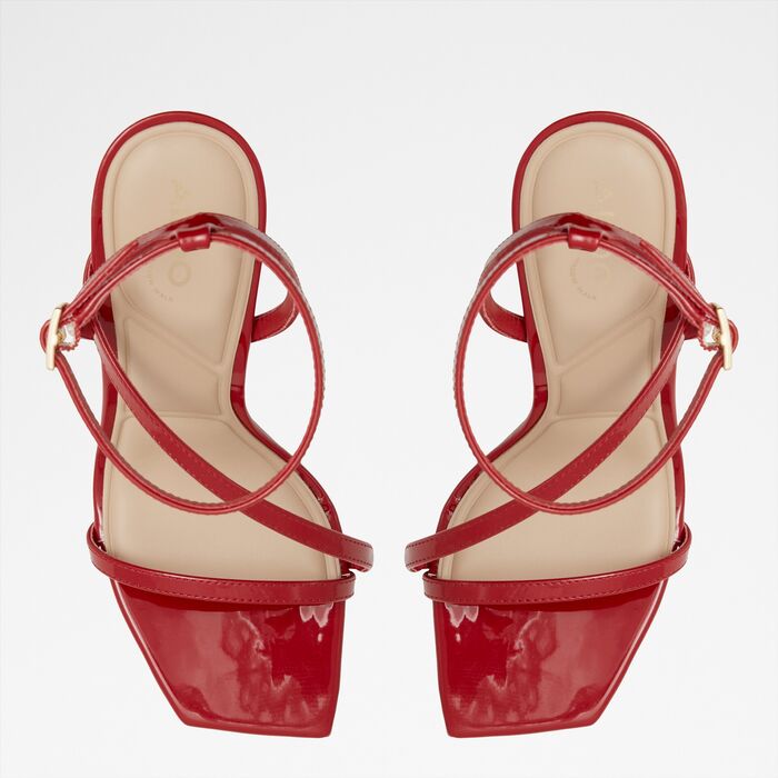 Stiletto heeled sandals in red patent - SCINTILLA
