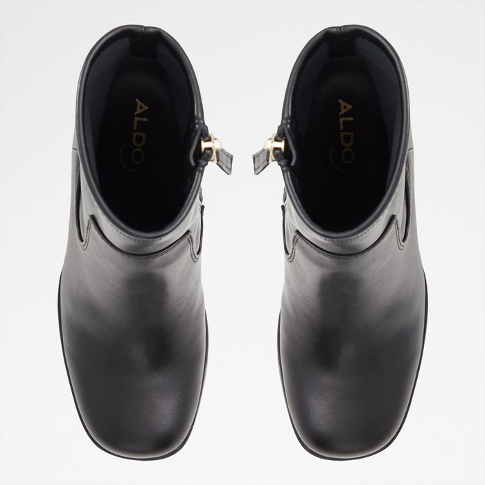 Block heeled ankle boots in black leather - SERAPHICA