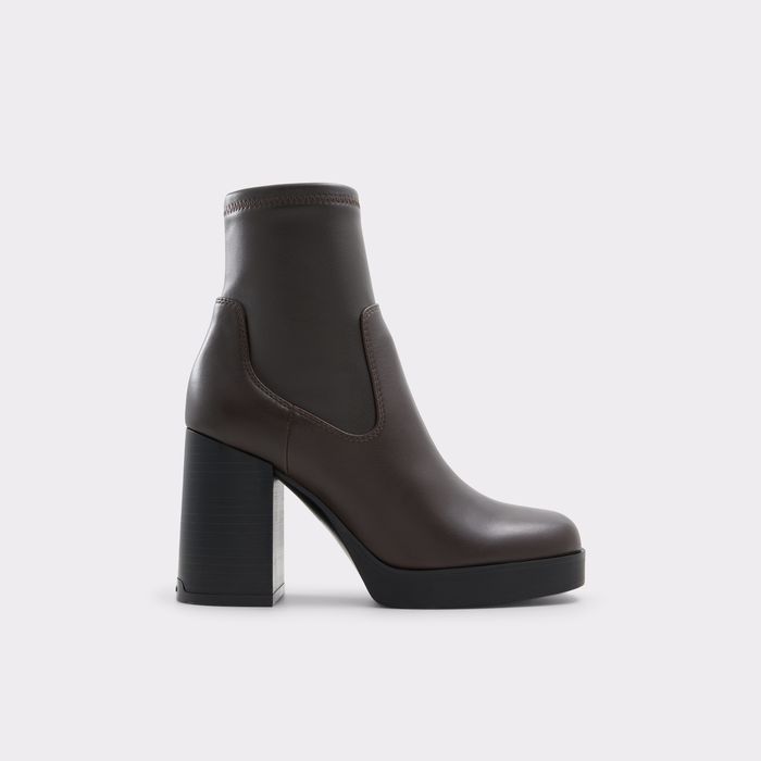Block heeled ankle boots in brown leather - SERAPHICA