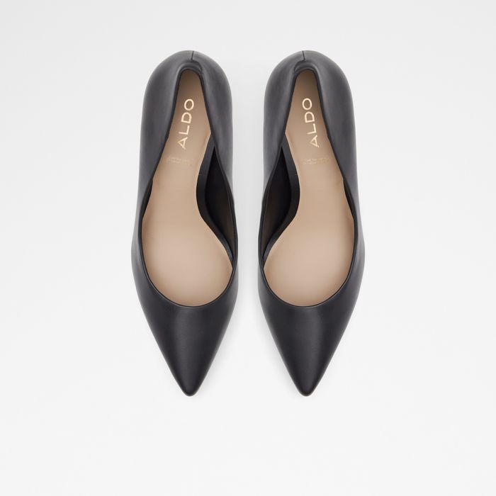Stiletto heeled shoes in black leather - SERENITI