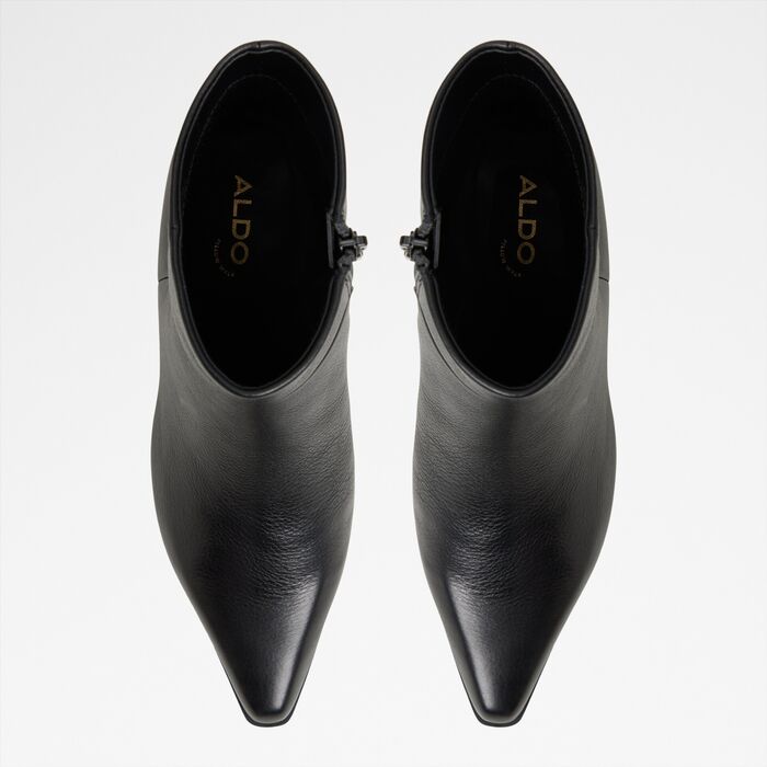 Block heeled ankle boots in black leather - SHANAH