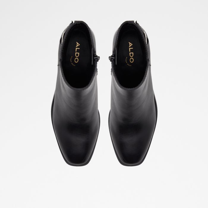 Block heeled ankle boots in black leather - SIRAVETH