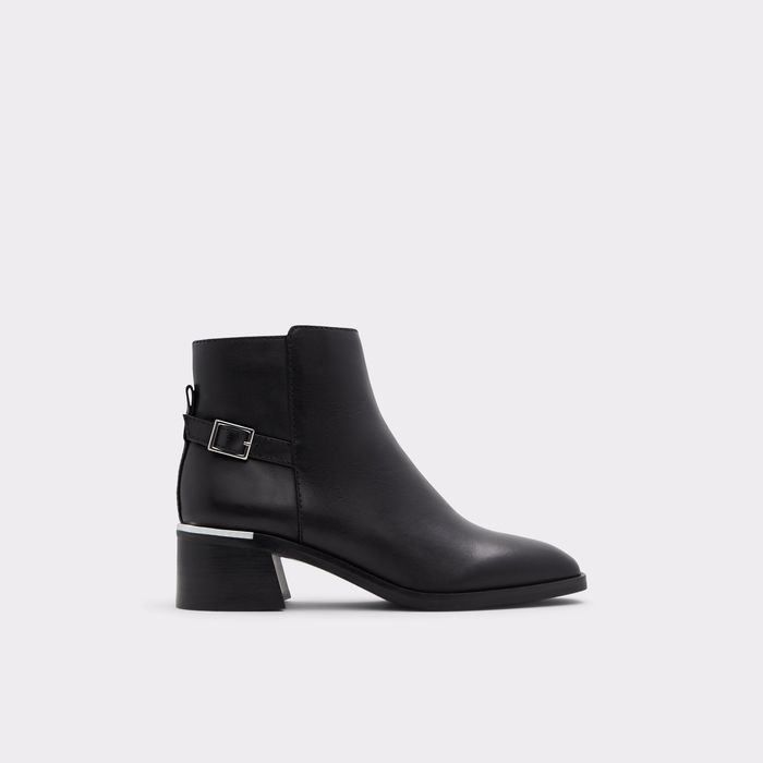 Block heeled ankle boots in black leather - SIRAVETH