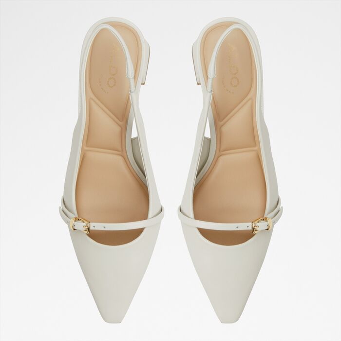 Block heeled shoes in white leather - SKEPPER