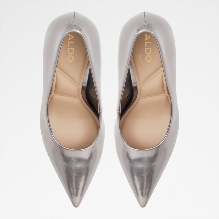 Stiletto heeled shoes in silver patent - SOCKEYE