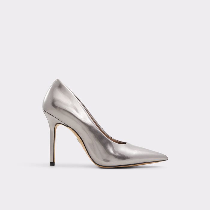 Stiletto heeled shoes in silver patent - SOCKEYE