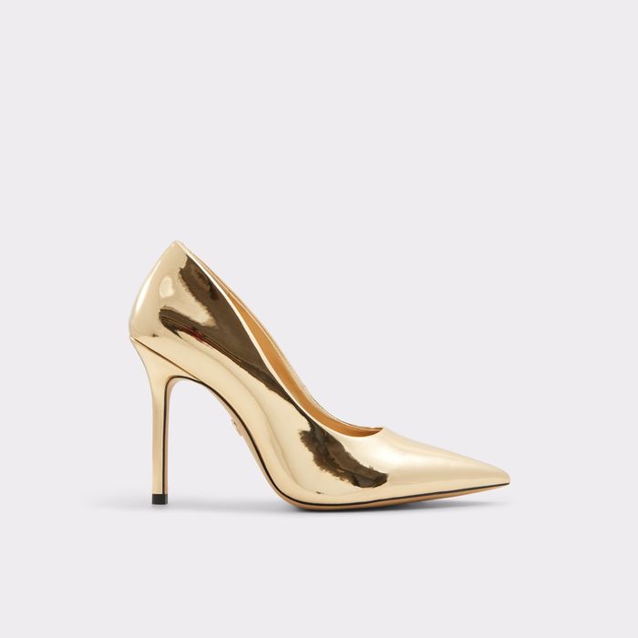 Stiletto heeled shoes in gold patent - SOCKEYE