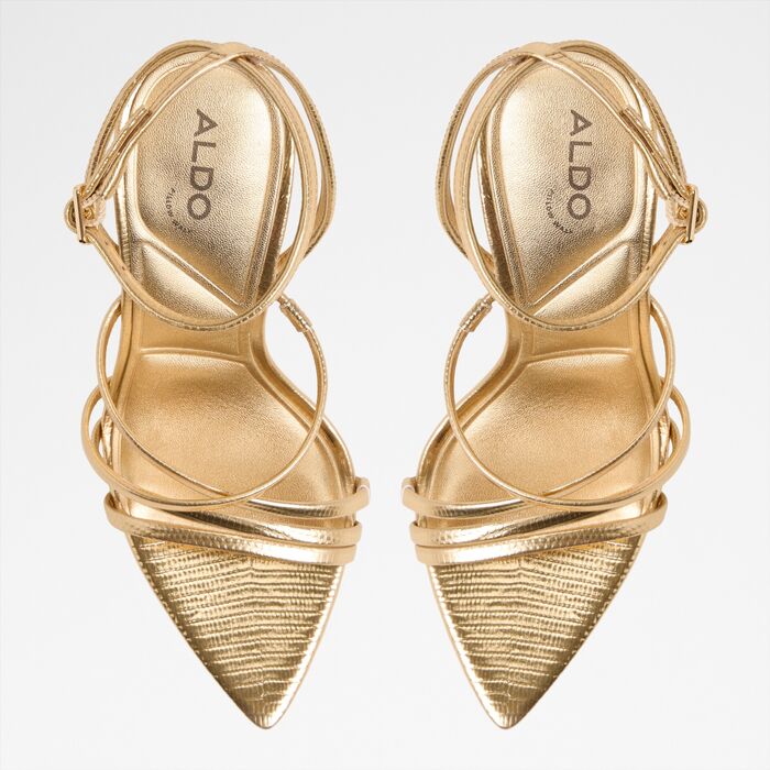 Stiletto heeled sandals in gold - SOLANIA