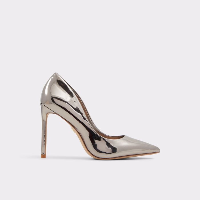 Stiletto heeled shoes in silver patent - STESSY2.0