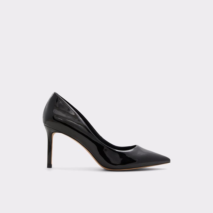 Stiletto heeled shoes in black patent - STESSYMID