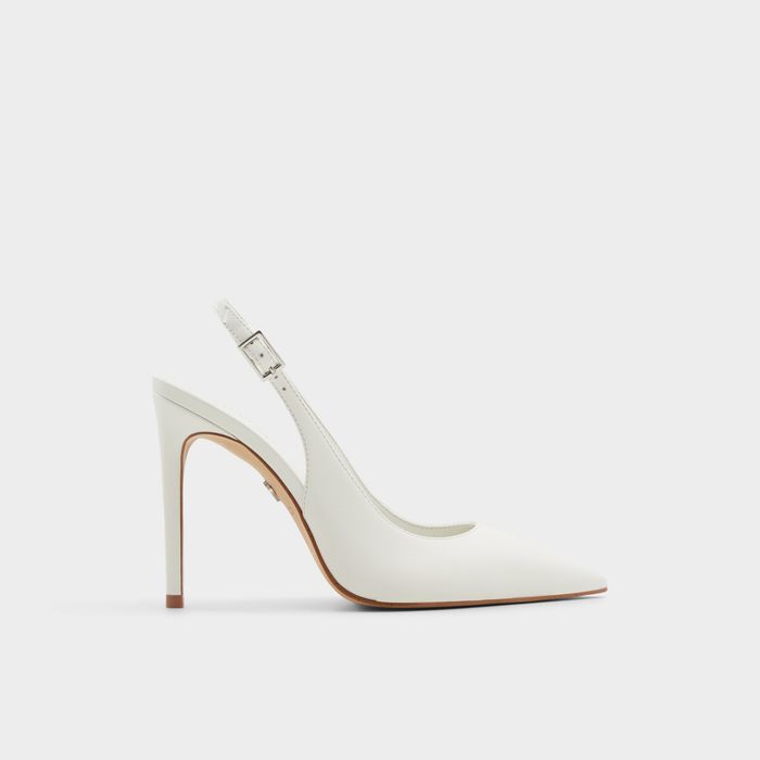 Stiletto heeled shoes in white leather - STESSYSLING