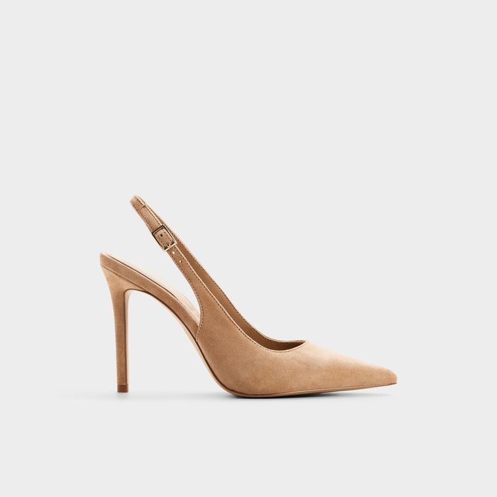 Stiletto heeled shoes in beige leather - STESSYSLING2.0