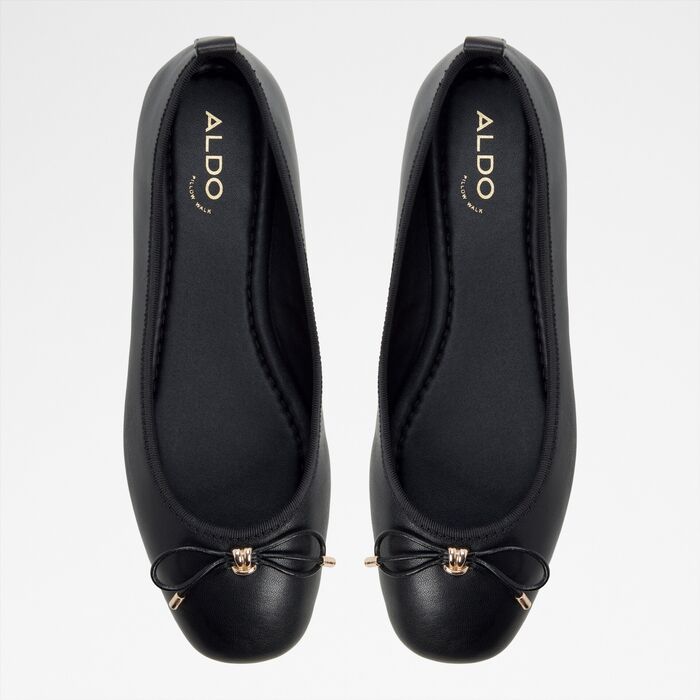 Flat ballerinas in black leather - TAYLYNN