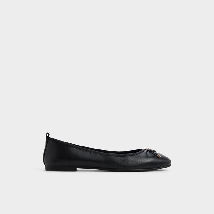 Flat ballerinas in black leather - TAYLYNN