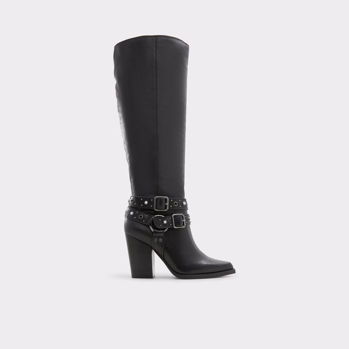 Block heeled boots in black leather - THELIDAN