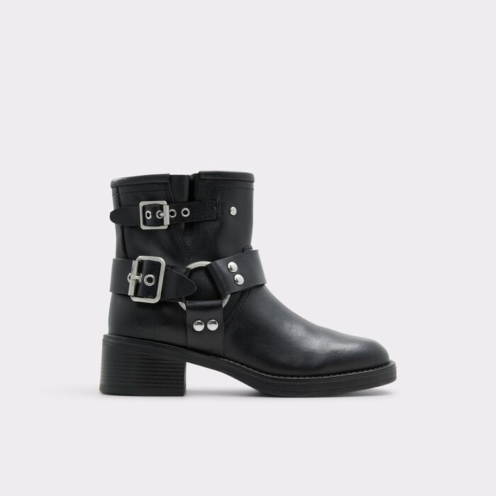 Flat ankle boots in black leather - THRILL