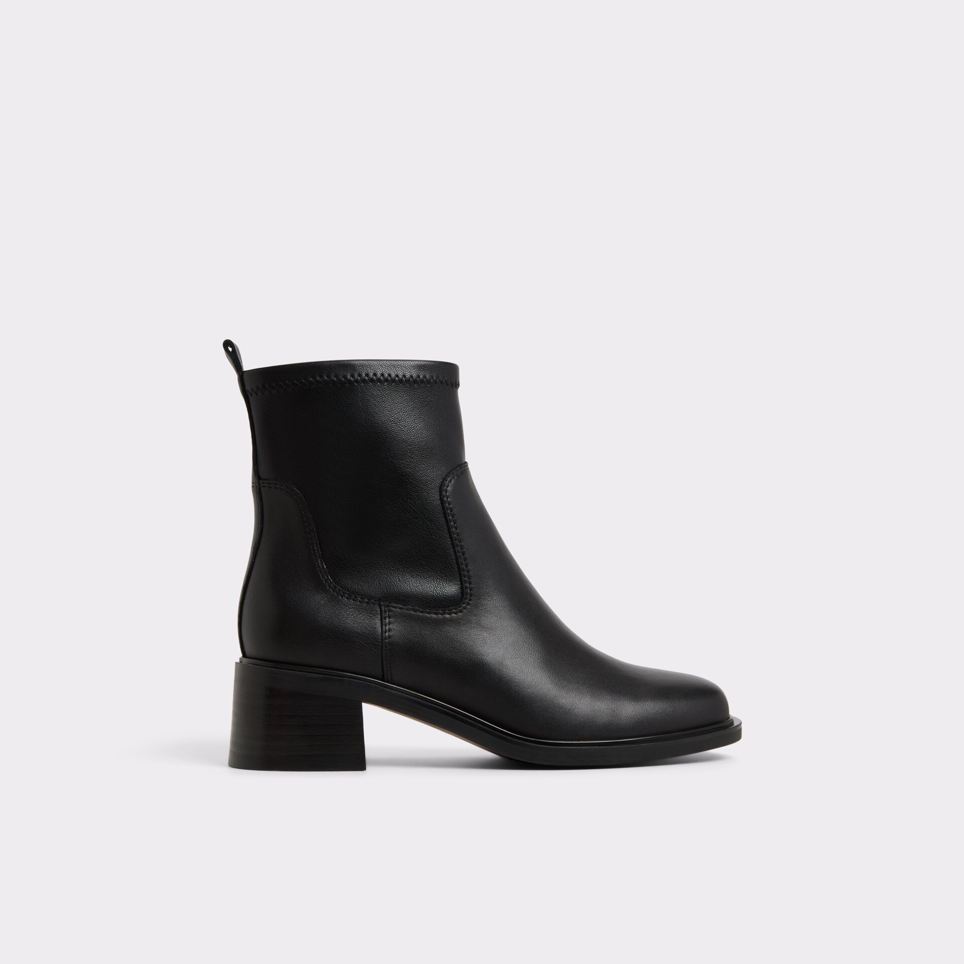 Ladies ankle boots in black leather, block heel TYWYN001001043
