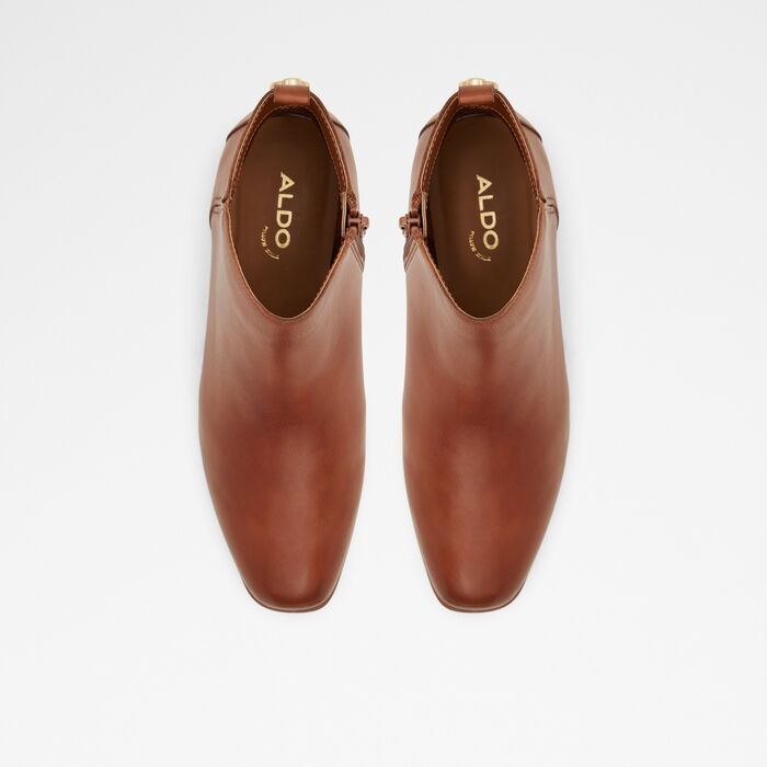 Flat ankle boots in cognac leather - VERITY