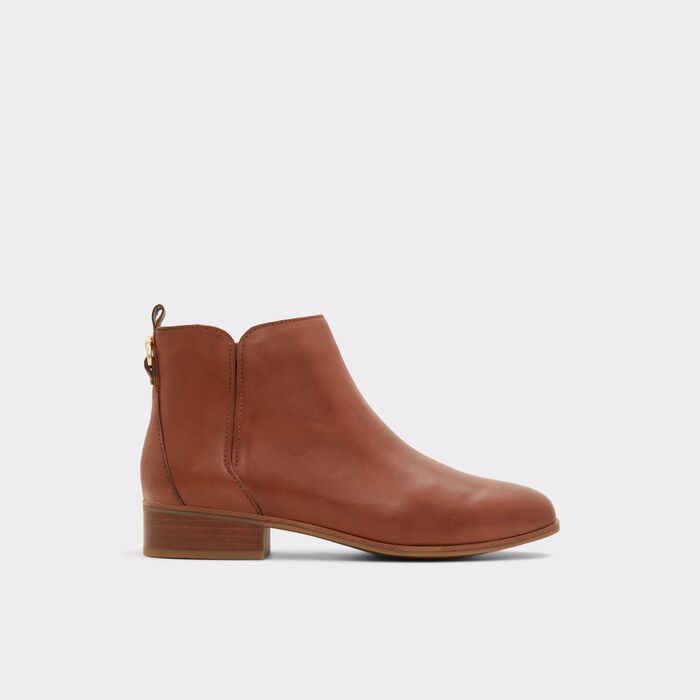 Flat ankle boots in cognac leather - VERITY