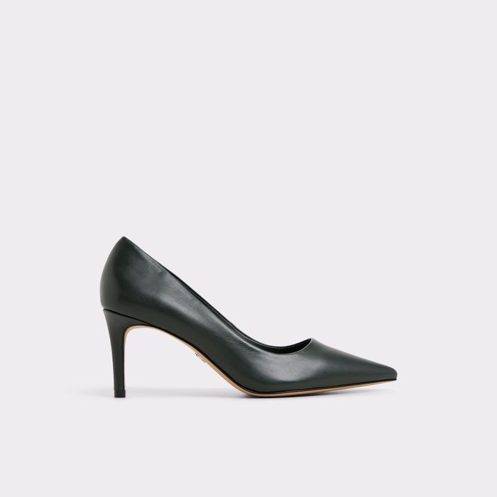 Stiletto heeled shoes in green leather - VERONE