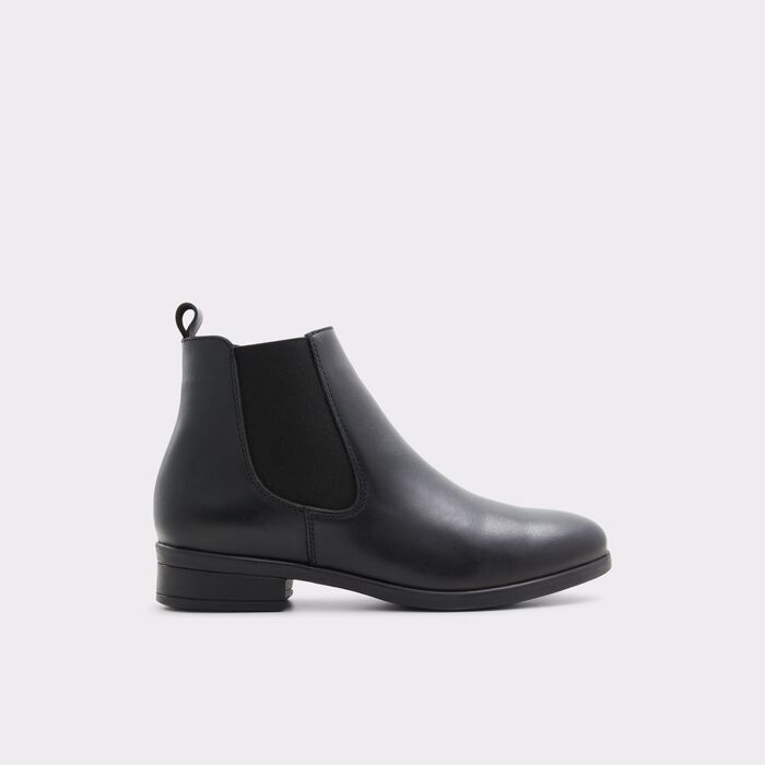 Flat ankle boots in black leather - WICOENIA