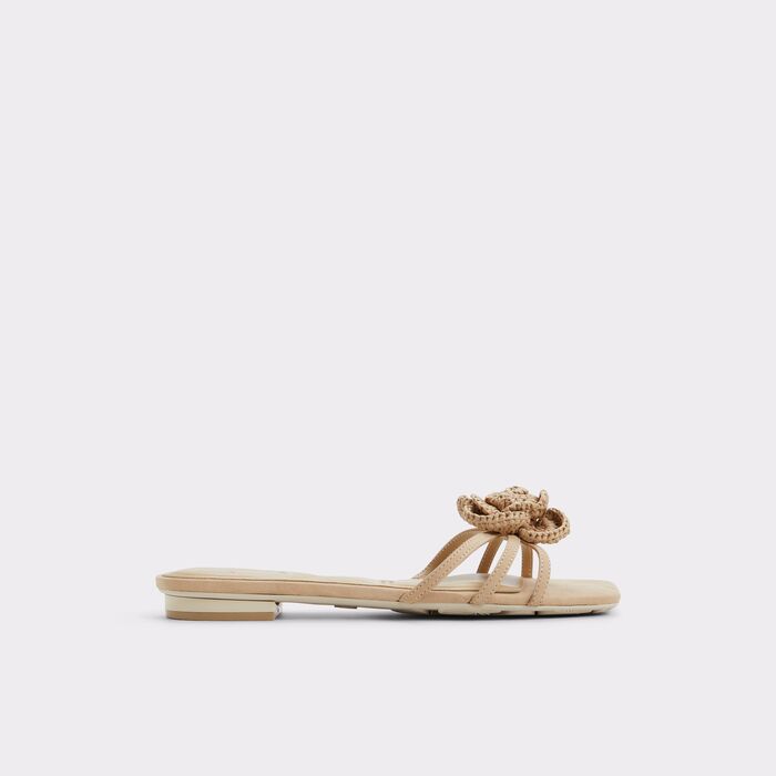 Flat sandals in beige leather - WILDBLOOM