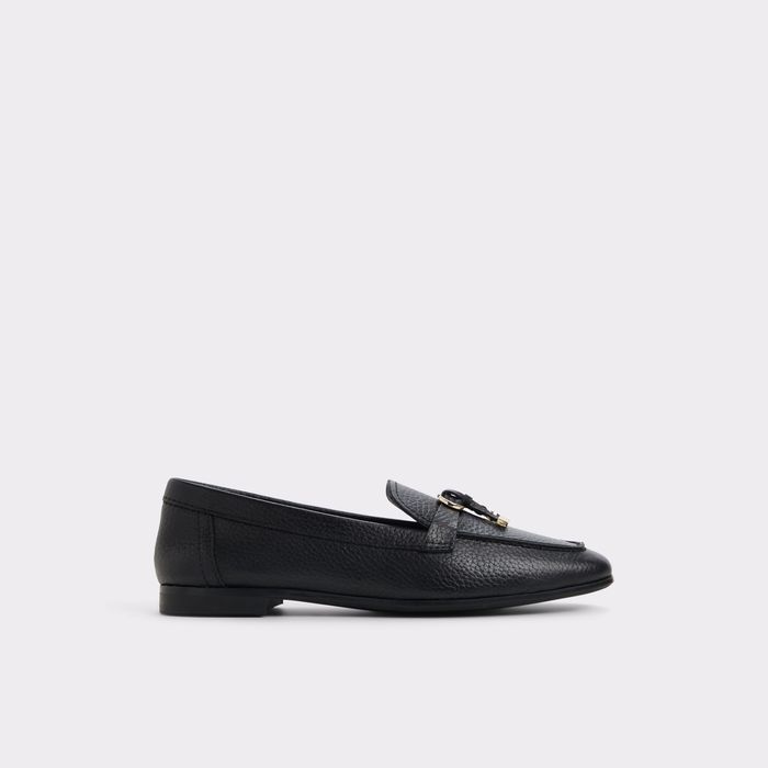 Flat loafers in black leather - YBILIDE
