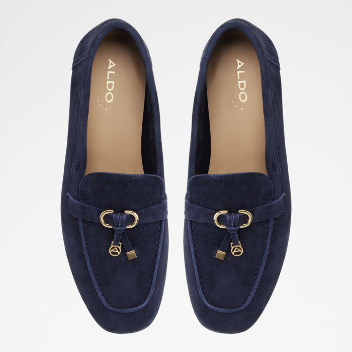 Flat loafers in navy leather - YBILIDE