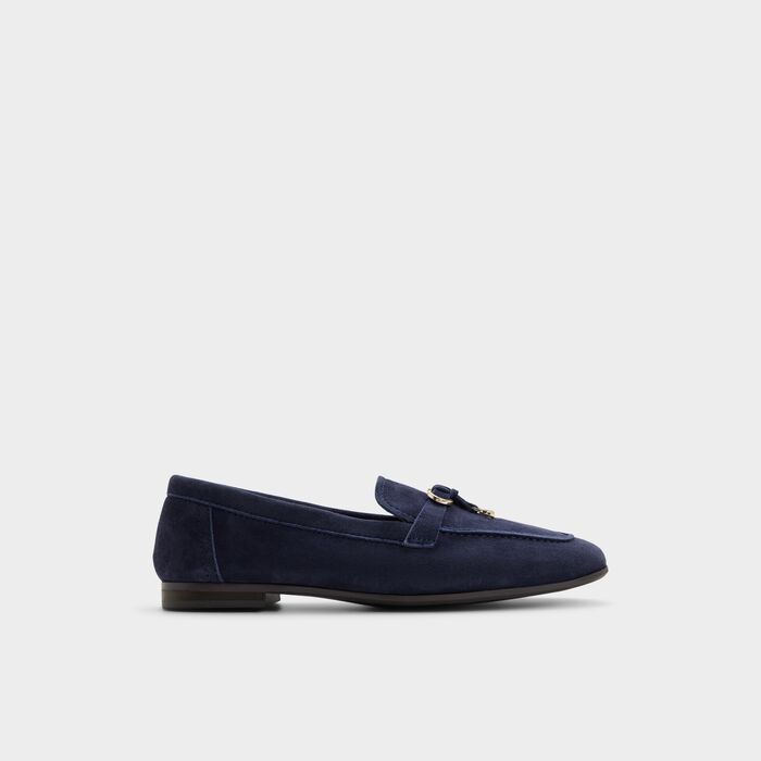 Flat loafers in navy leather - YBILIDE