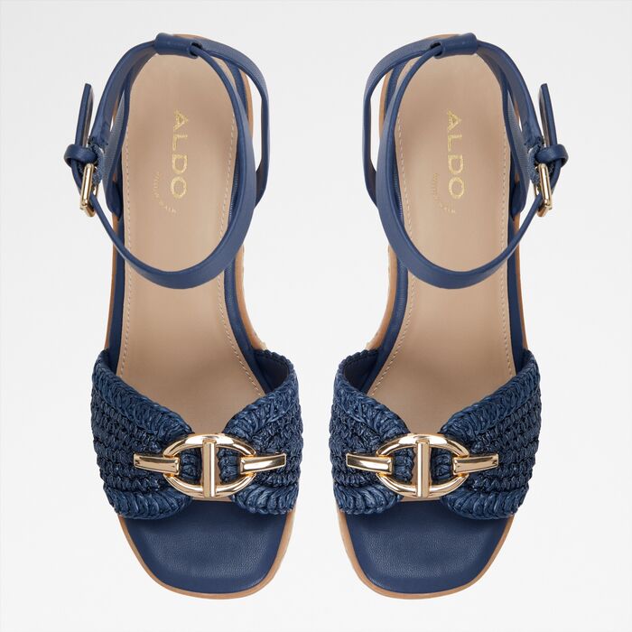 Wedge heeled sandals in navy - YBYLIN