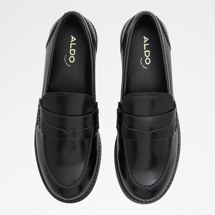 Flat loafers in black leather - ADIBAEN