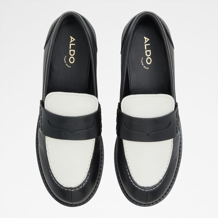 Flat loafers in black leather - ADIBAEN