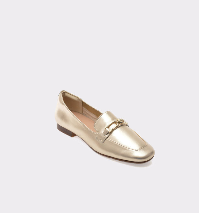 Flat loafers in gold leather - CADODER