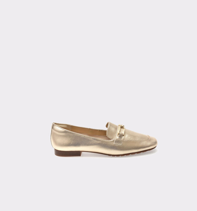 Flat loafers in gold leather - CADODER