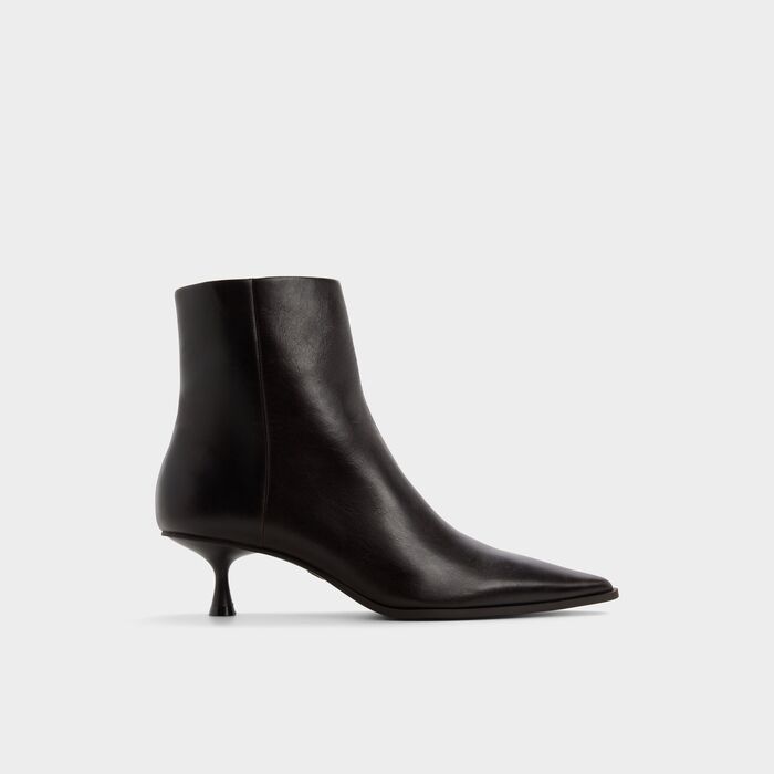 Kitten heeled ankle boots in brown leather - EMMALIE