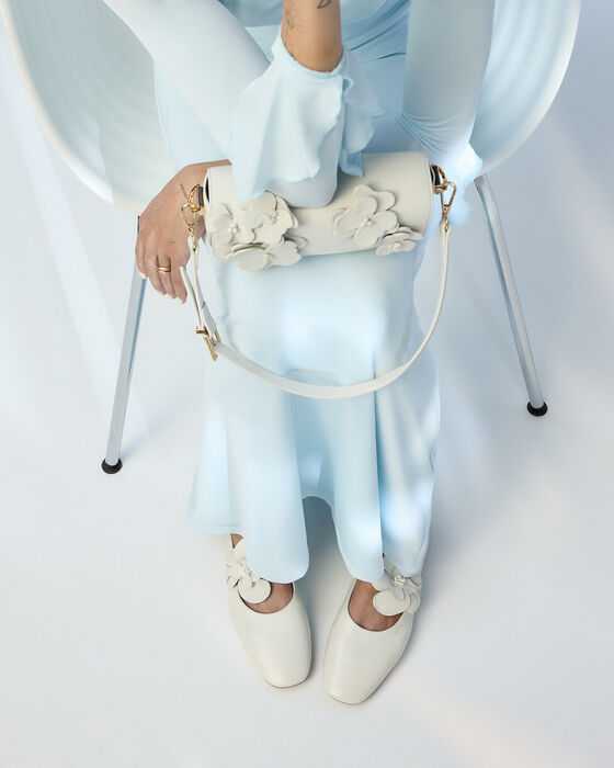 Flat shoes in white leather - FLORALINA